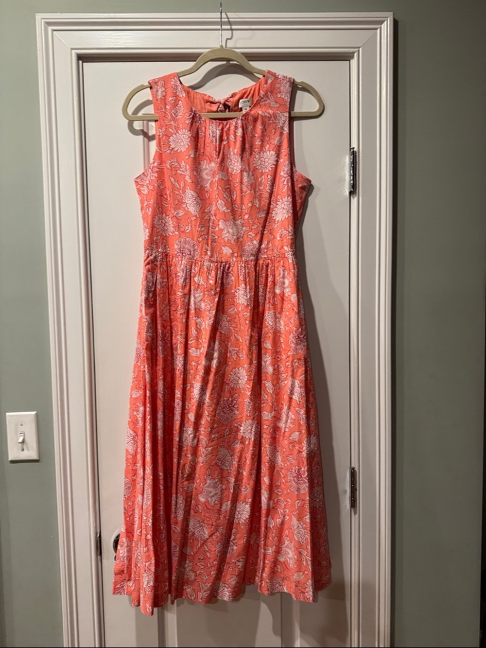 J. Crew Factory Coral and White Floral Midi Dress